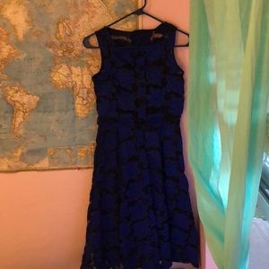 Blue Floral Vintage Swing Dress